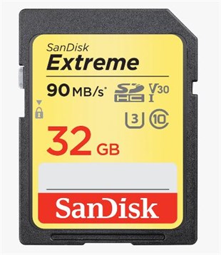 32GB SD KART 90Mb/s EXT C10 SANDISK SDSDXVE-032G-GNCI
