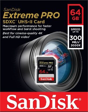 64GB SD KART 300Mb/s EXT PRO C10 SANDISK SDSDXPK-064G-GN4IN